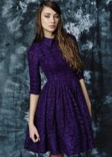 fialové tvídové šaty