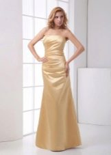 zlaté saténové večerné šaty