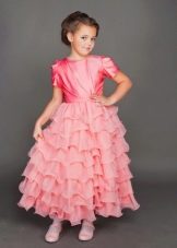 Váy dạ hội cho mẫu giáo màu hồng xếp tầng
