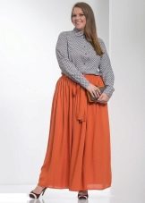 jupe longue orange pour les grosses femmes