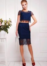 Čierno-modrá čipkovaná súprava sukní