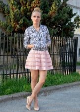 Summer mini skirt at summer windbreaker