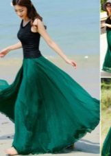 emerald green chiffon skirt