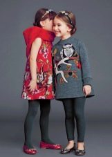 Vestidos de tweed estampados de inverno para meninas
