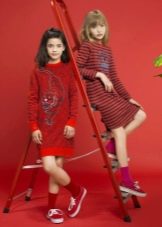 Vestido de invierno rojo para niñas