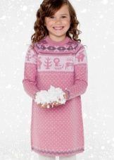 Zimné pletené šaty s potlačou pre dievčatá