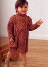 Rochie pulover de iarna cu impletituri pentru fete