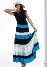falda ancha a rayas de color