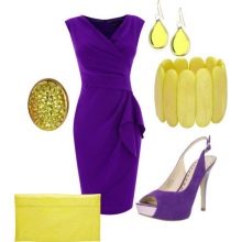 Violeta kleita ar dzelteniem rotājumiem