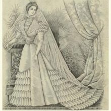 Illustrazione del vestito da sposa del XVIII secolo