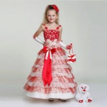Новогодишна рокля за момичета бяло-червена