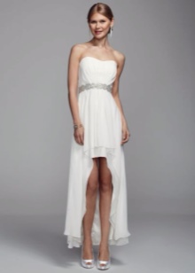 فستان زفاف قصير يطيل الشكل