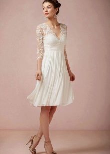 Пола Плисирана къса сватбена рокля