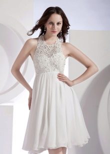 Krótka, przewiewna szyfonowa suknia ślubna letnia