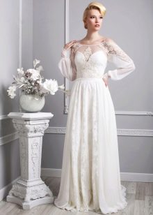 Vestido de noiva de manga comprida provençal