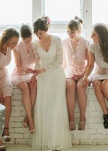 Sheer Long Sleeve Provence Wedding Dress