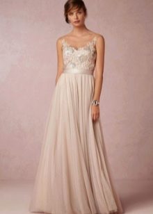 Smėlio spalvos Provanso vestuvinė suknelė