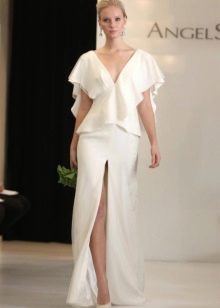 Wedding skirt suit na may malalim na hiwa