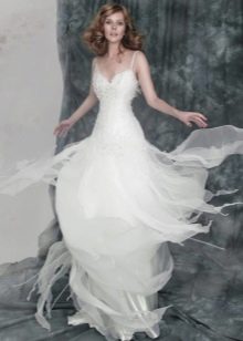 Lietajúca organza svadobná sukňa