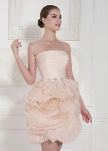 Brzoskwiniowa krótka suknia ślubna