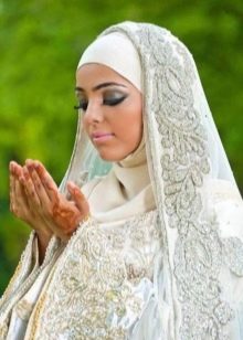Hijab nupcial muçulmano com bordado