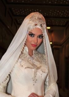 Vestido de noiva muçulmano com colarinho alto