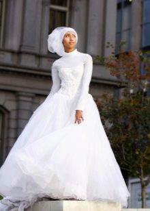 Moslim bruid Europese golf trouwjurk