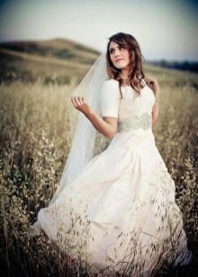 Mangas de vestido de noiva modesto