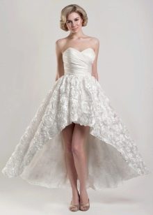 Gaun pengantin pendek dengan kereta api A-line