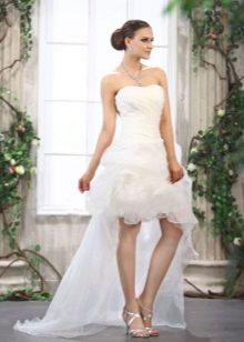 Ślubna krótka sukienka bufiasta z trenem