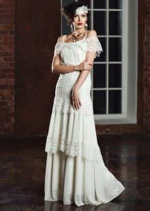 Bohémská nevěsta stupňovité rustikální šaty
