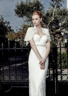 Lace wedding dress na may bolero