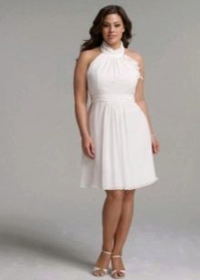 Krótka suknia ślubna dla grubych panien młodych z organzy