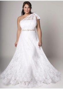 Сватбена рокля в гръцки стил за пълни