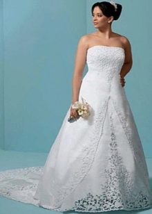 فستان زفاف مع ذيل ودانتيل للعروس الكاملة