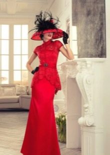 Kāzu vintage sarkana kleita