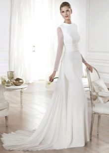 Vestido de noiva de manga comprida transparente