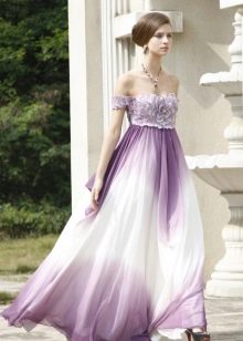 Večerní šaty - bílé s fialovou