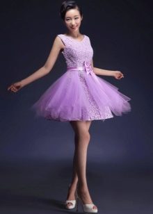 Gaun tutu petang pendek ungu