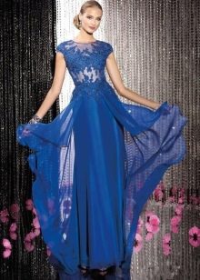 Gaun malam guipure biru