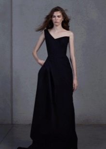 שמלת ערב שחורה עם רצועה אחת