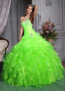 Rūgšties žalia vestuvinė suknelė