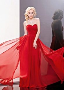 Czerwona szyfonowa suknia ślubna