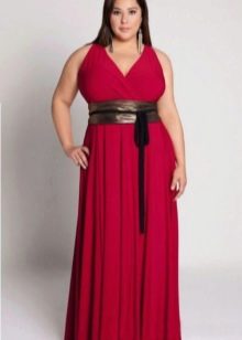 שמלת ערב אדומה כהה לשמנמנה