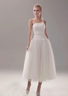 Midi svatební šaty s nízkým pasem