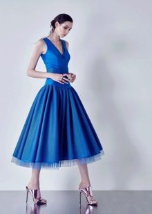 Plava večernja haljina s plavim korzetom