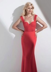 Evening dress with corset and shoulder straps