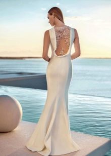 White evening dress with sheer insert