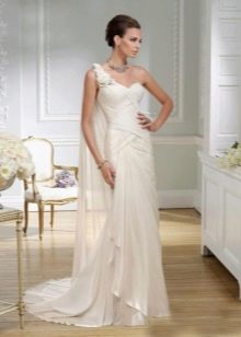 Vestido de noiva estilo grego com cauda em batto