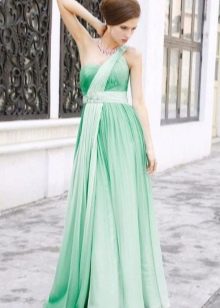 فستان زفاف أخضر على الطراز اليوناني